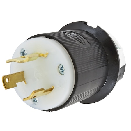 Hubbell Wiring Device-Kellems Locking Plug, L9-30P, 30 A, 600V AC, Single Phase, 2 Pole, Screw Terminals, Black, White HBL2651